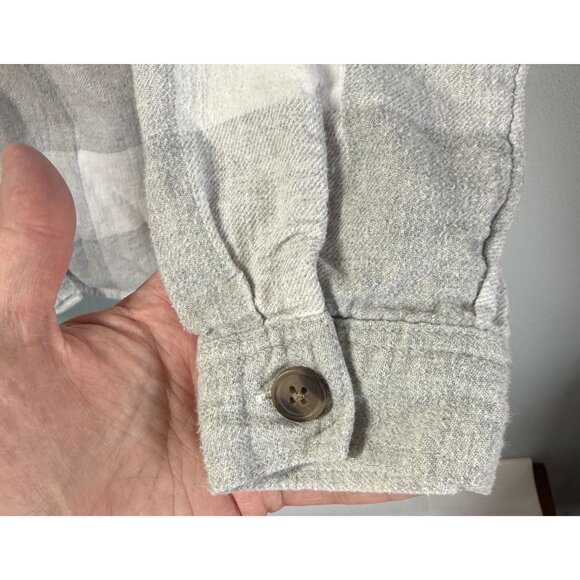 Maurices Hooded Flannel Button Up Medium Gray Buffalo Plaid Shacket Cabincore - Picture 10 of 13